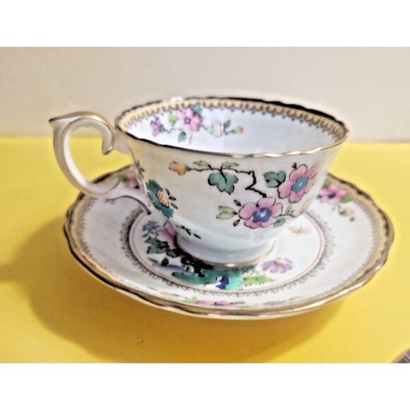 Crown Staffordshire Hand Painted Tea Cup & Saucer Set Patt.# 15308 1930's - Picture 3 of 11